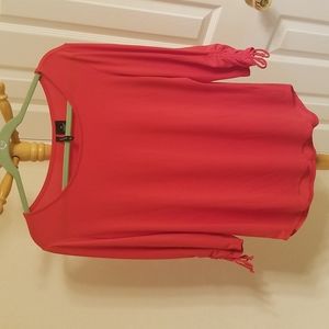 New Directions Fire Red Scoop Blouse